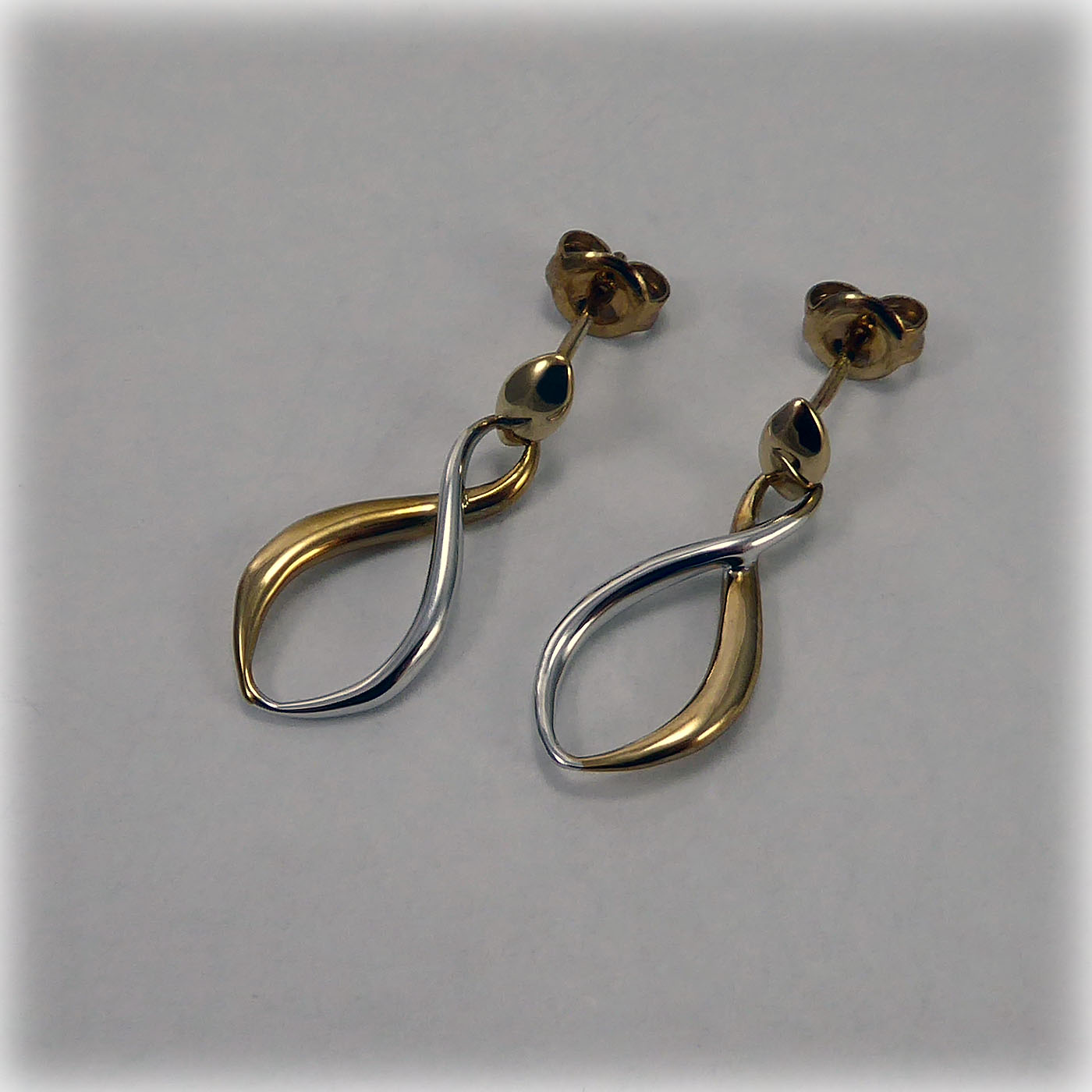 9ct two-colour Gold Open Drop Earrings - Image 3