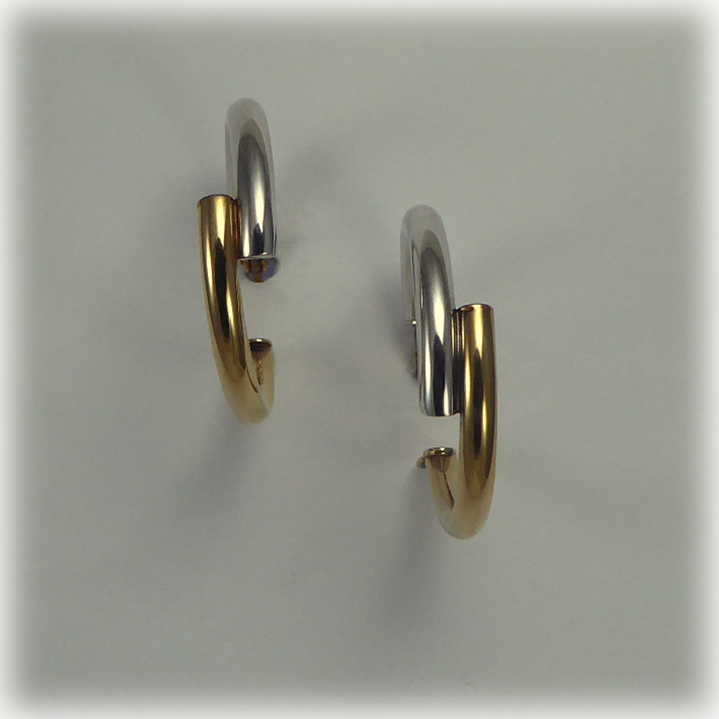 9ct Two-colour Gold Hinged Hoop Earrings - Image 3