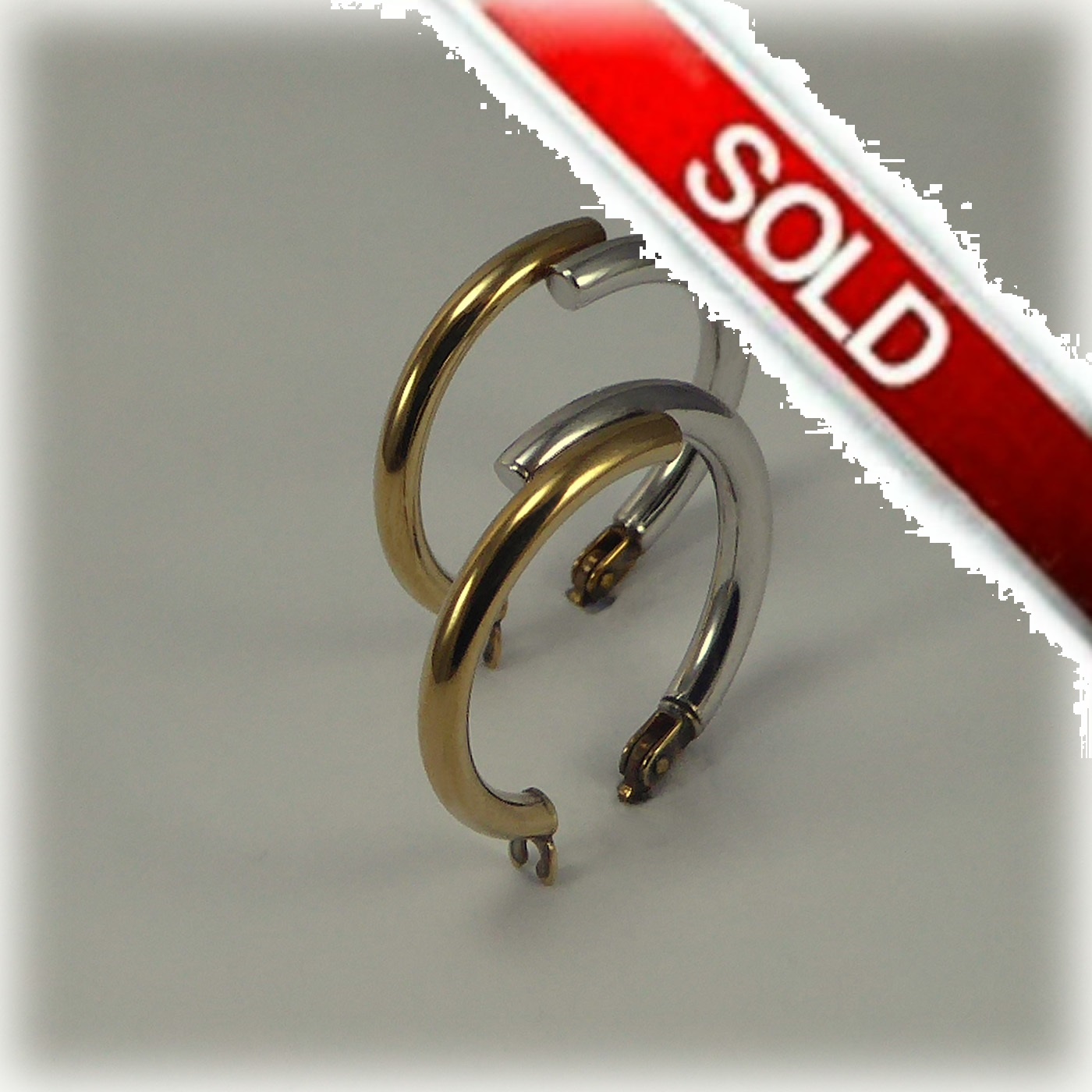 9ct Two-colour Gold Hinged Hoop Earrings