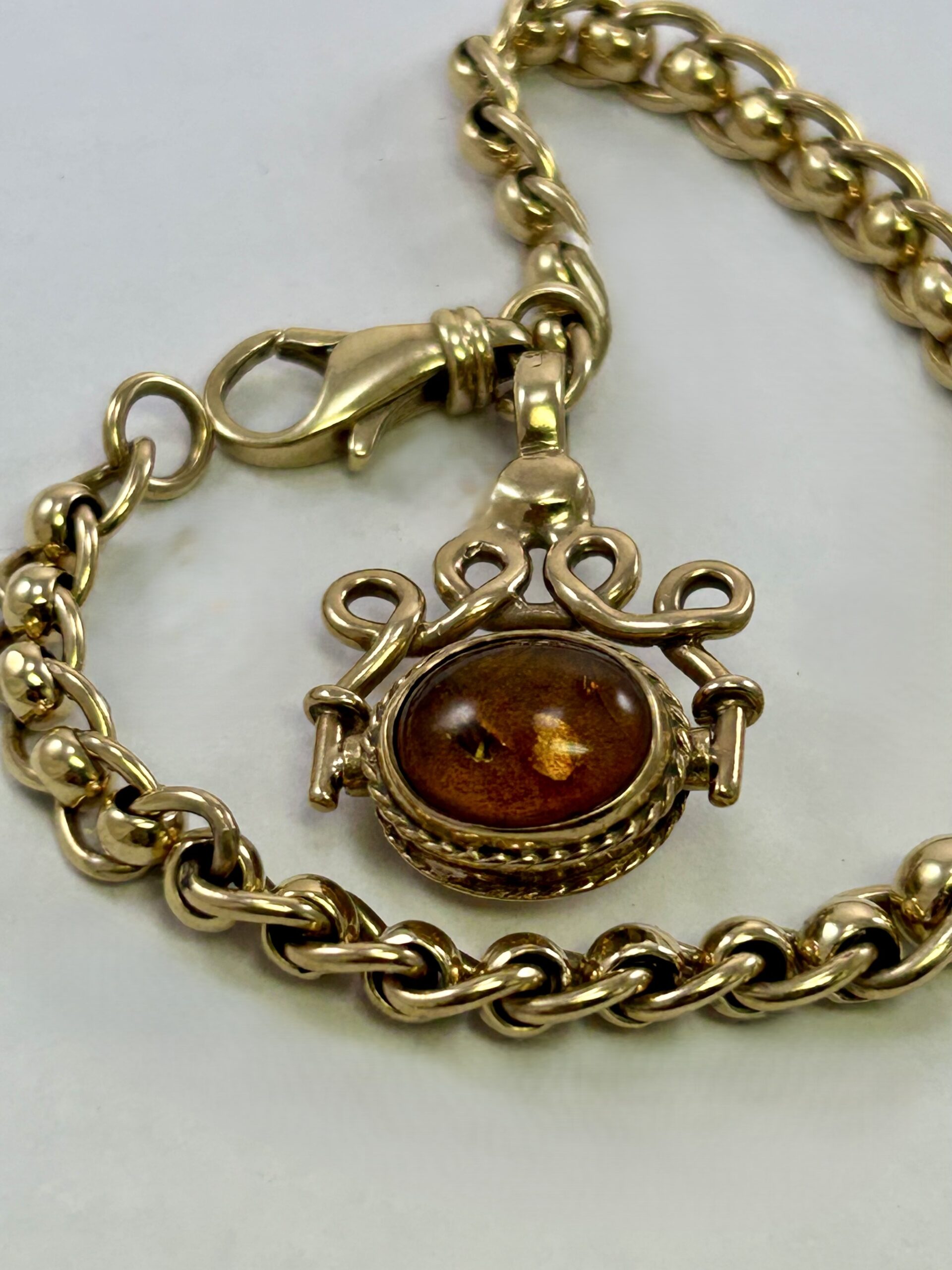 9ct Amber and Diamond Bracelet