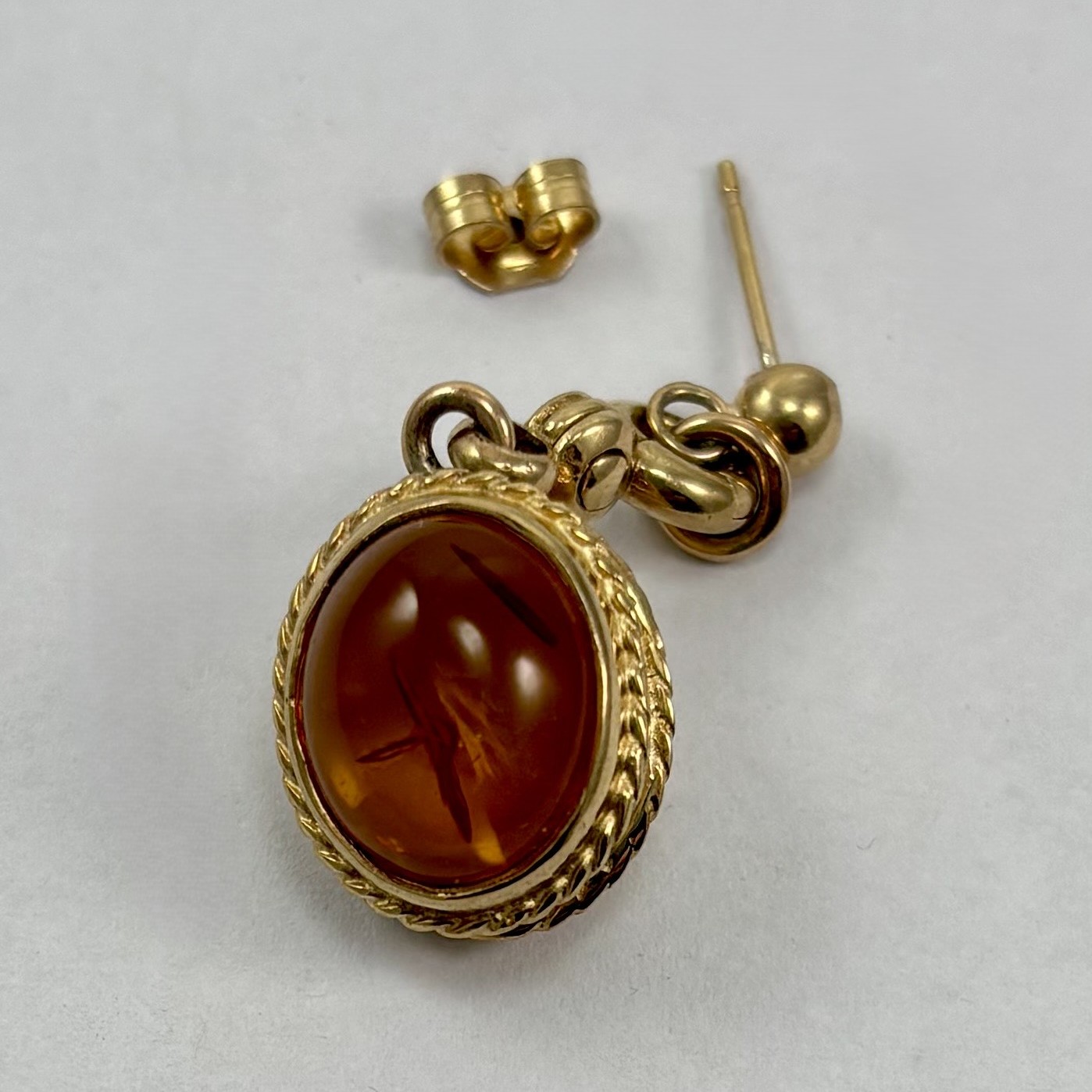 9ct Amber and Diamond Earrings - Image 3